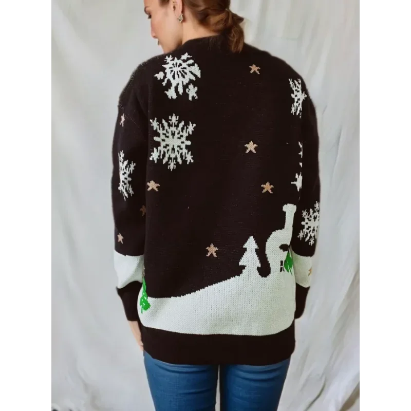 Women's Knitted Long Sleeve Christmas Sweater - Image 4