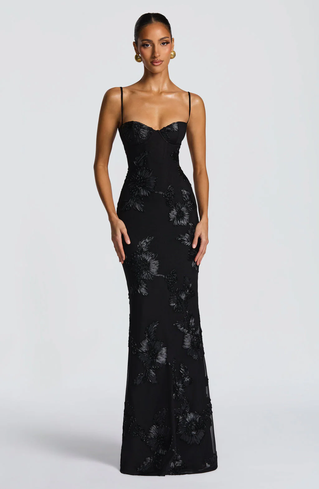 Floral Jacquard Wedding Guest Corset Maxi Dress - Image 10