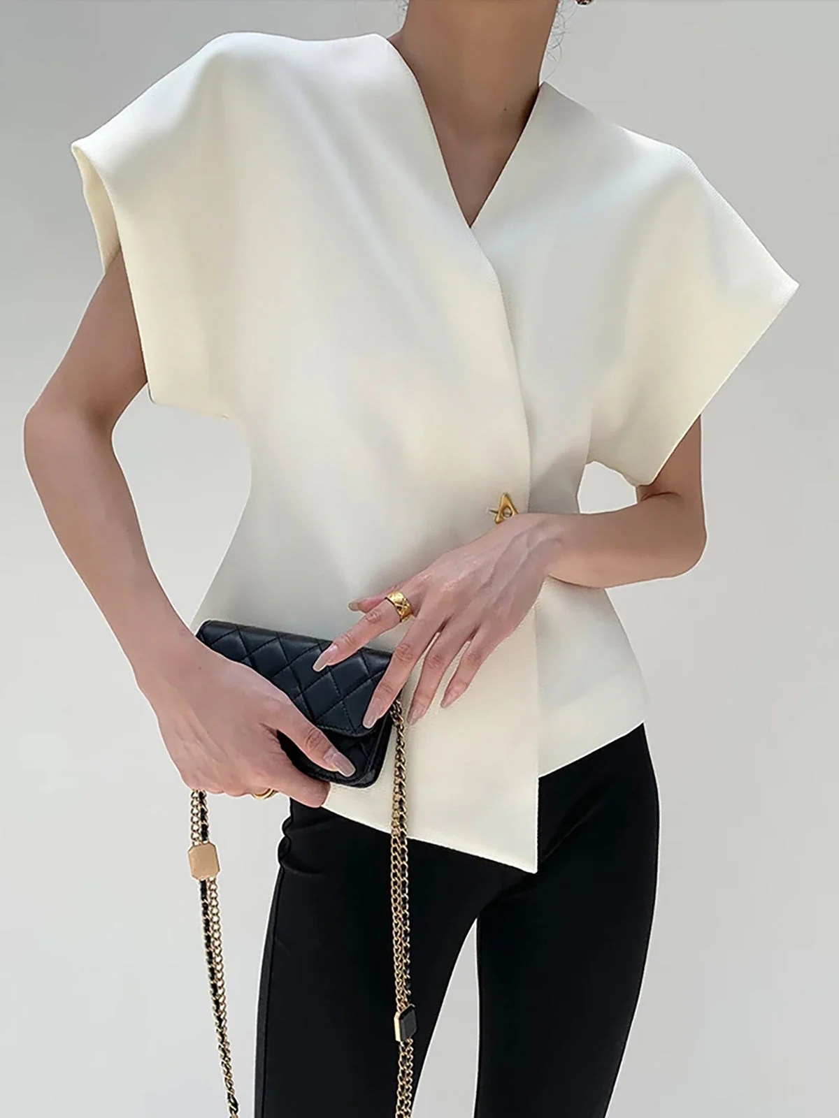 Trendy V-Neck Button Down Blouse - Image 4