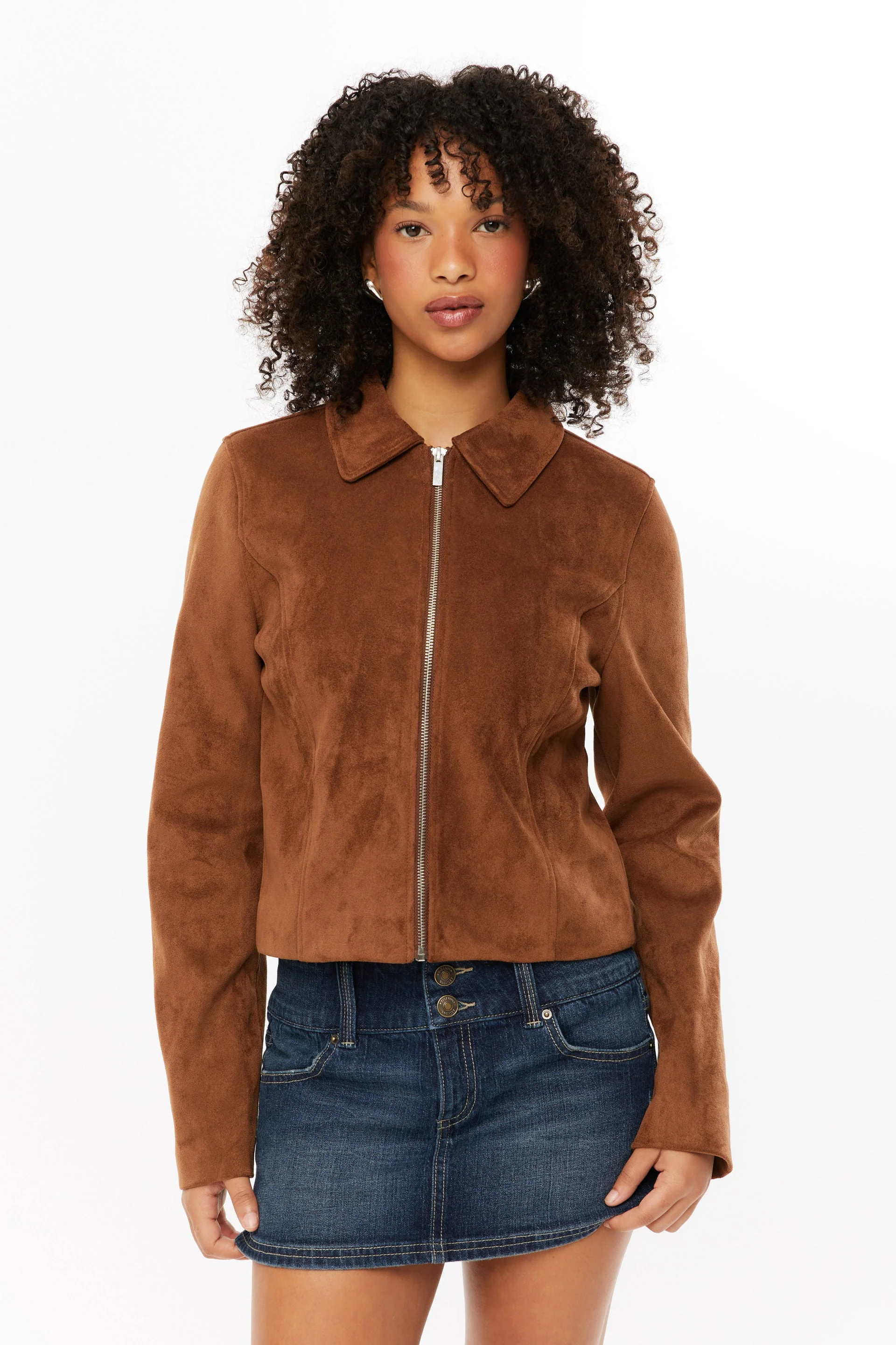 Women's Tula Cropped Faux Suede Jacket - Image 2