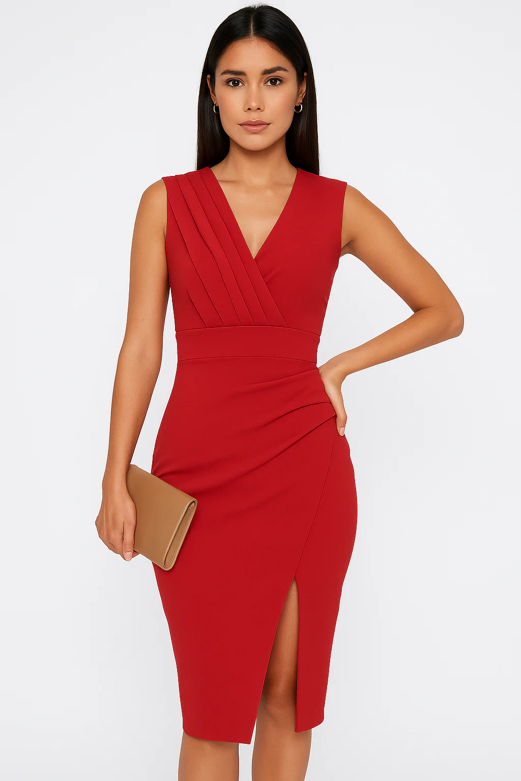 V-neck Bodycon Evening Midi Dress - Image 8