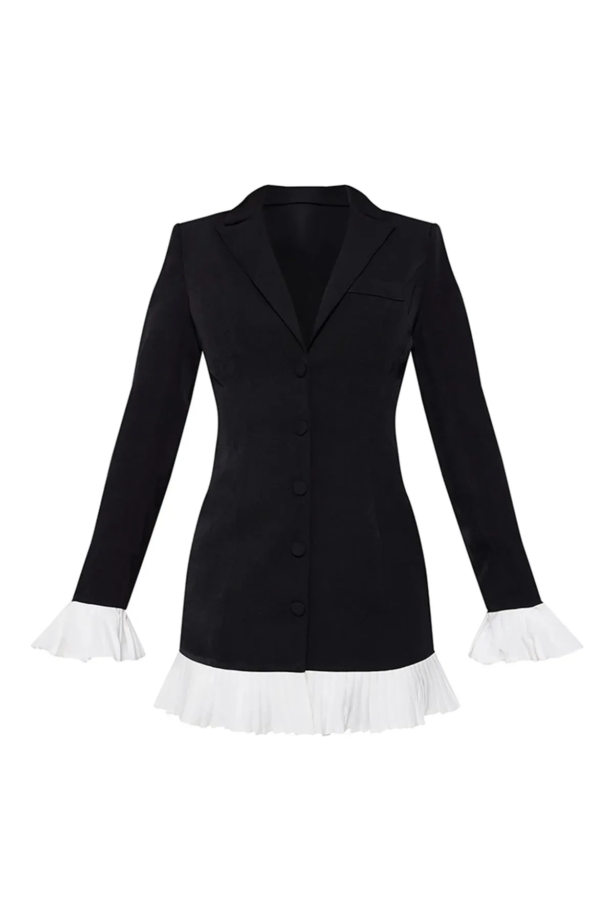 V-Neck Pleated Classy Casual Mini Dress with Button Front Closure - Image 7