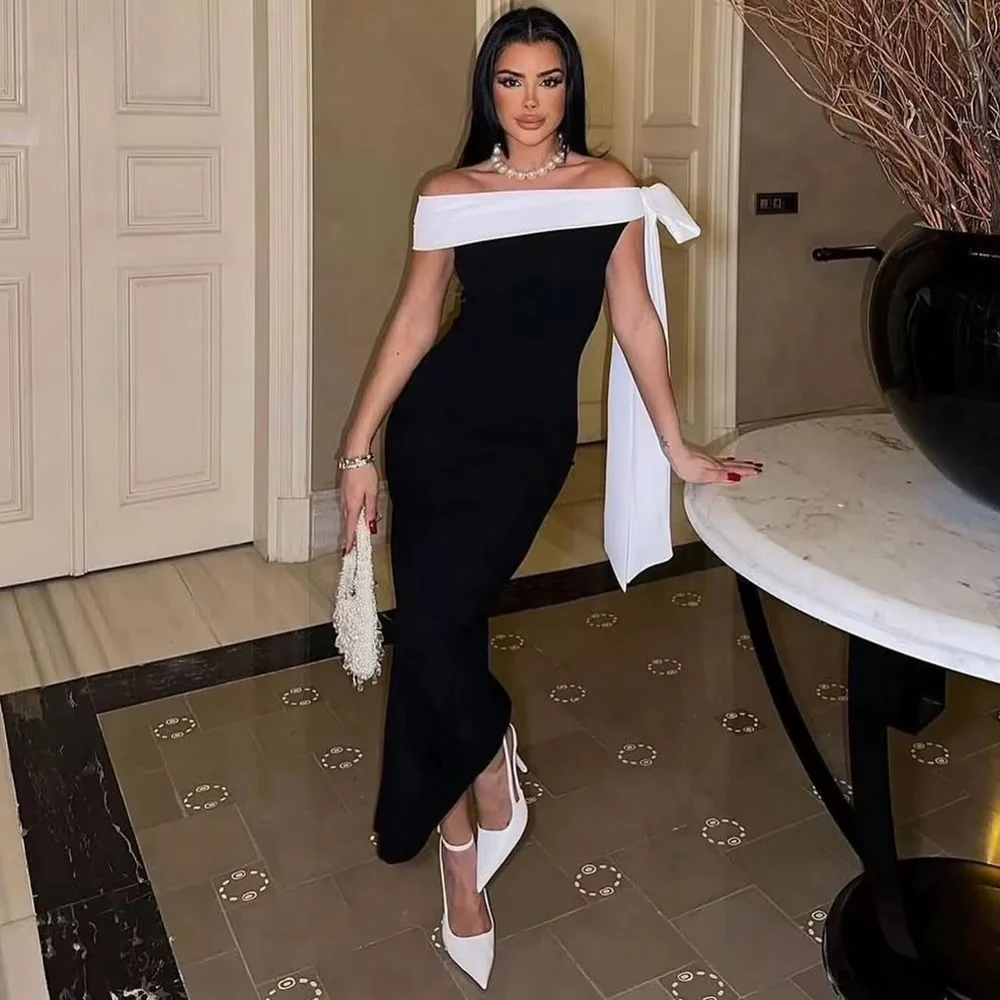 Valentina Elegant Off Shoulder Evening Gown Midi Dress - Image 2