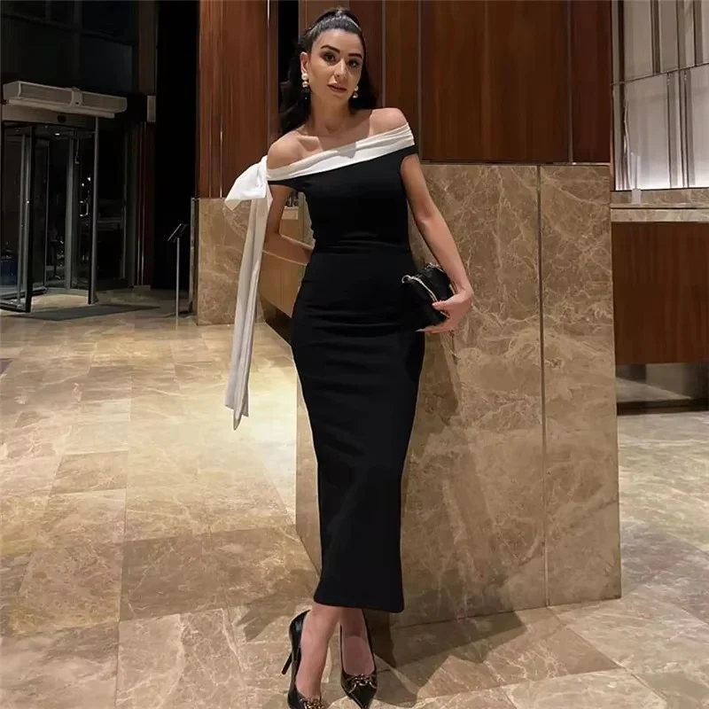 Valentina Elegant Off Shoulder Evening Gown Midi Dress - Image 4