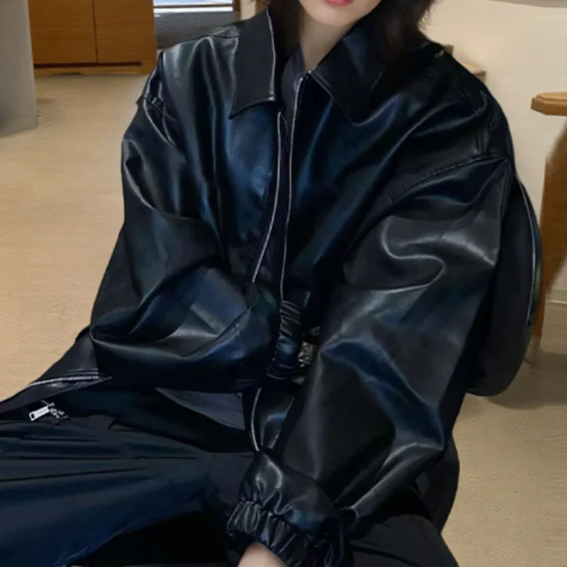Women's Classic Faux Leather Jacket - Image 3