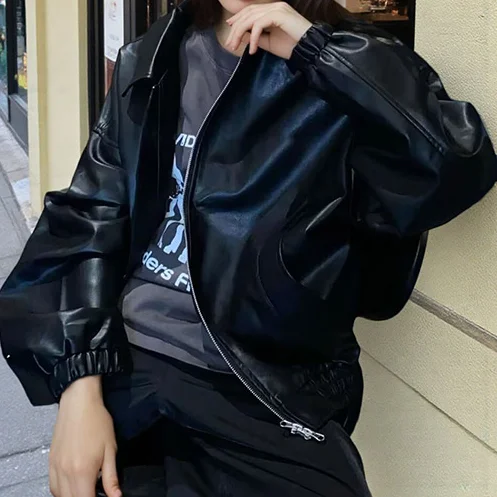 Women's Classic Faux Leather Jacket - Image 4