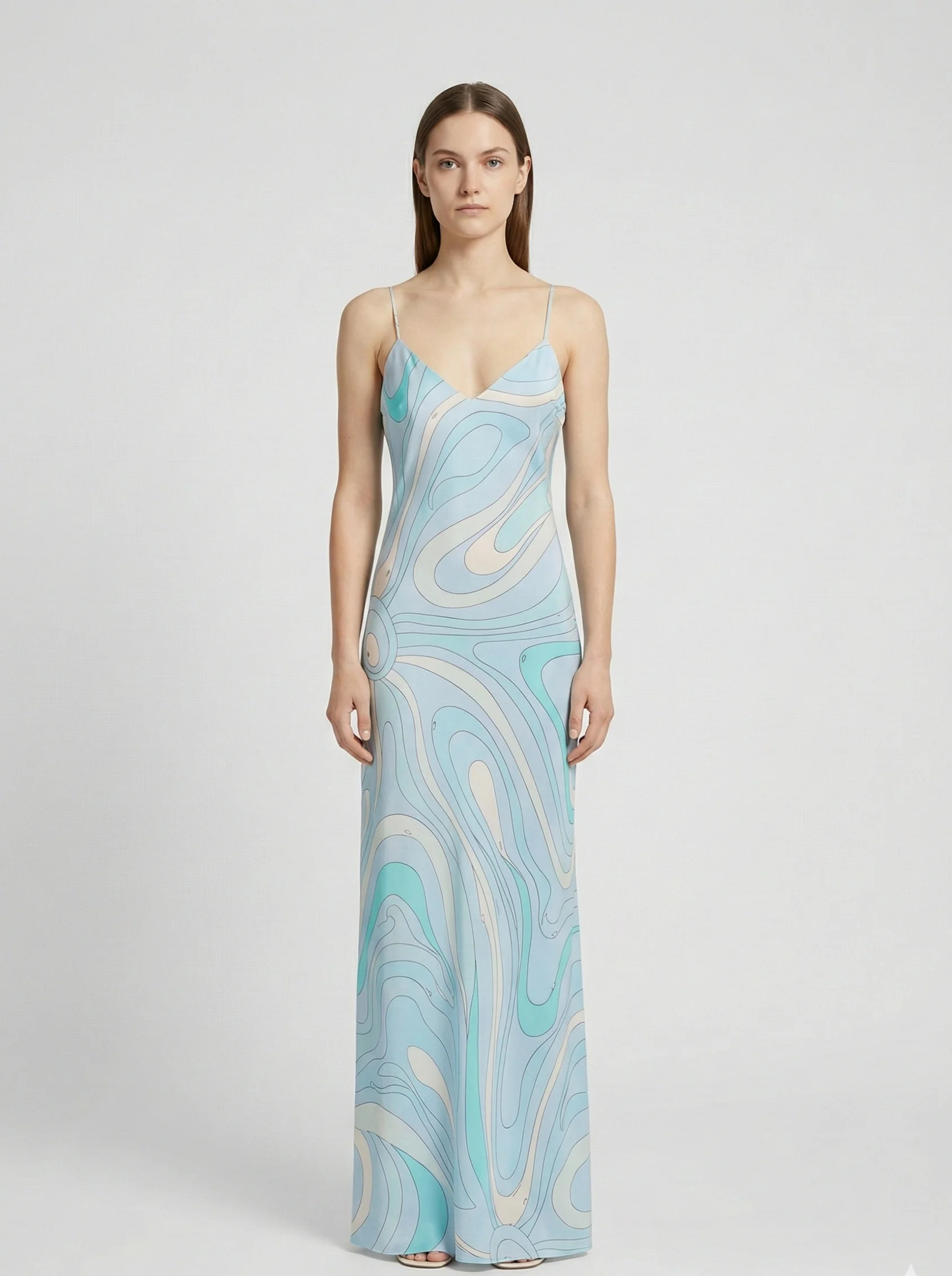 Printed Slip Maxi Dress – Sleek Evening Silhouette Dress for Women
