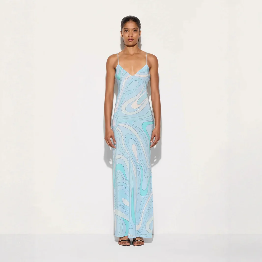 Printed Slip Maxi Dress – Sleek Evening Silhouette Dress for Women - Image 2