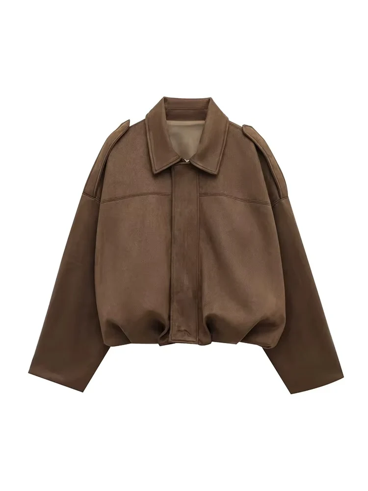 Women's Vintage Oversized Bomber Jacket - Image 6