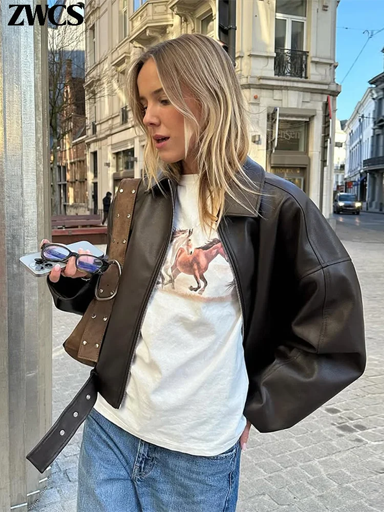 Vintage Faux Leather Bomber Jacket - Image 7