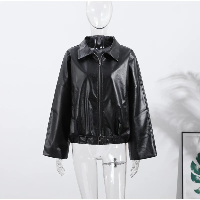 Vintage Faux Leather Bomber Jacket - Image 9