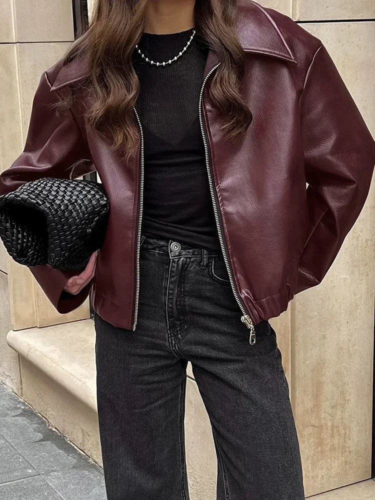 Women's Classic Faux Leather Jacket - Image 4