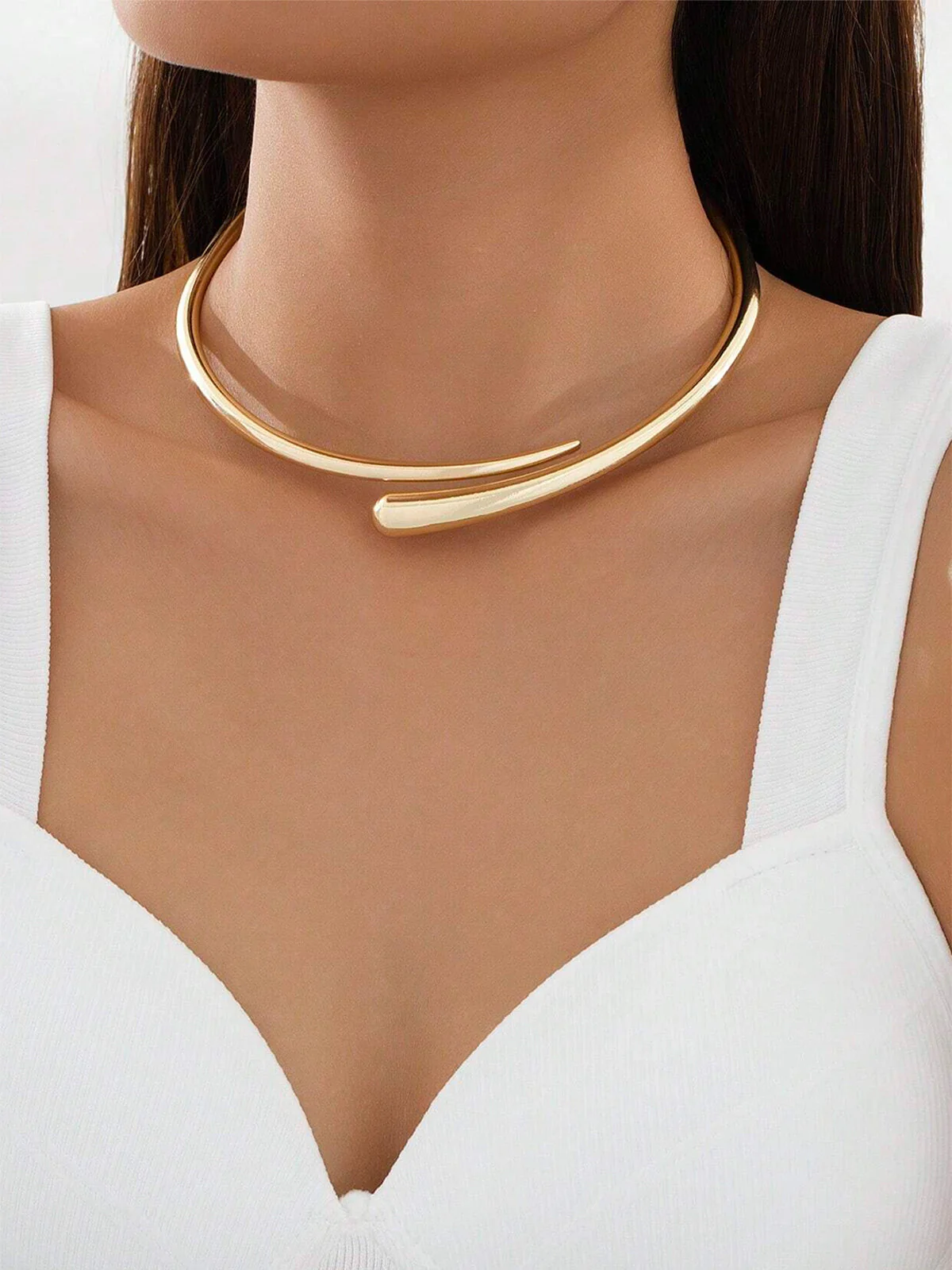 Gold Water Drop Open Choker Necklace - Image 4
