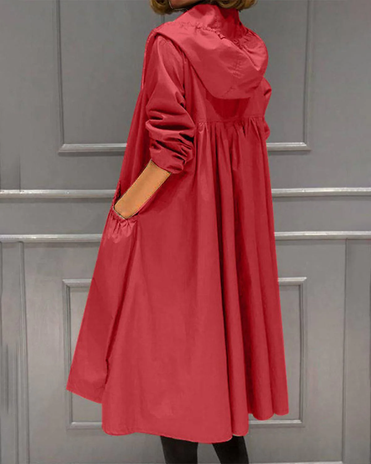 Women's Waterproof Long Hooded Trench Coat for Autumn and Winter - Image 3