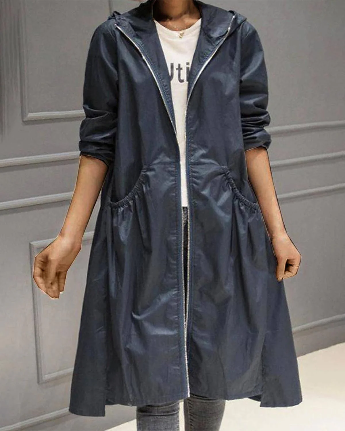 Women's Waterproof Long Hooded Trench Coat for Autumn and Winter - Image 5