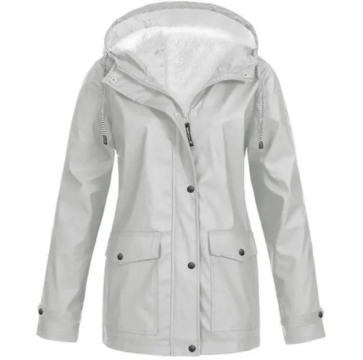 Women's Water and Windproof Fleece-Lined Jacket With Hood - Image 3
