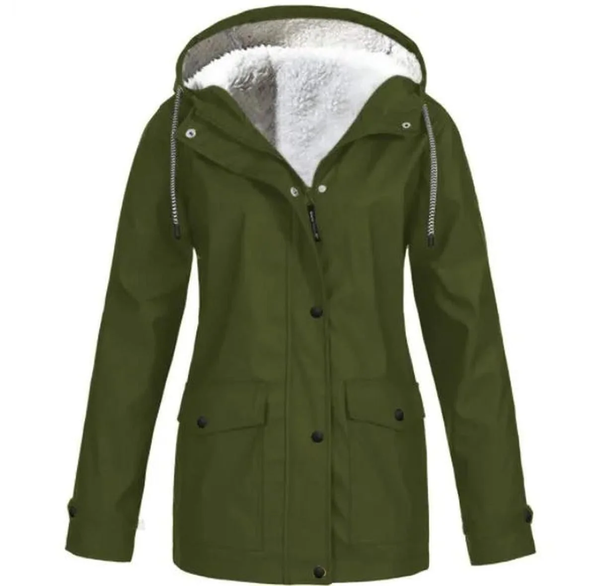 Women's Water and Windproof Fleece-Lined Jacket With Hood - Image 4