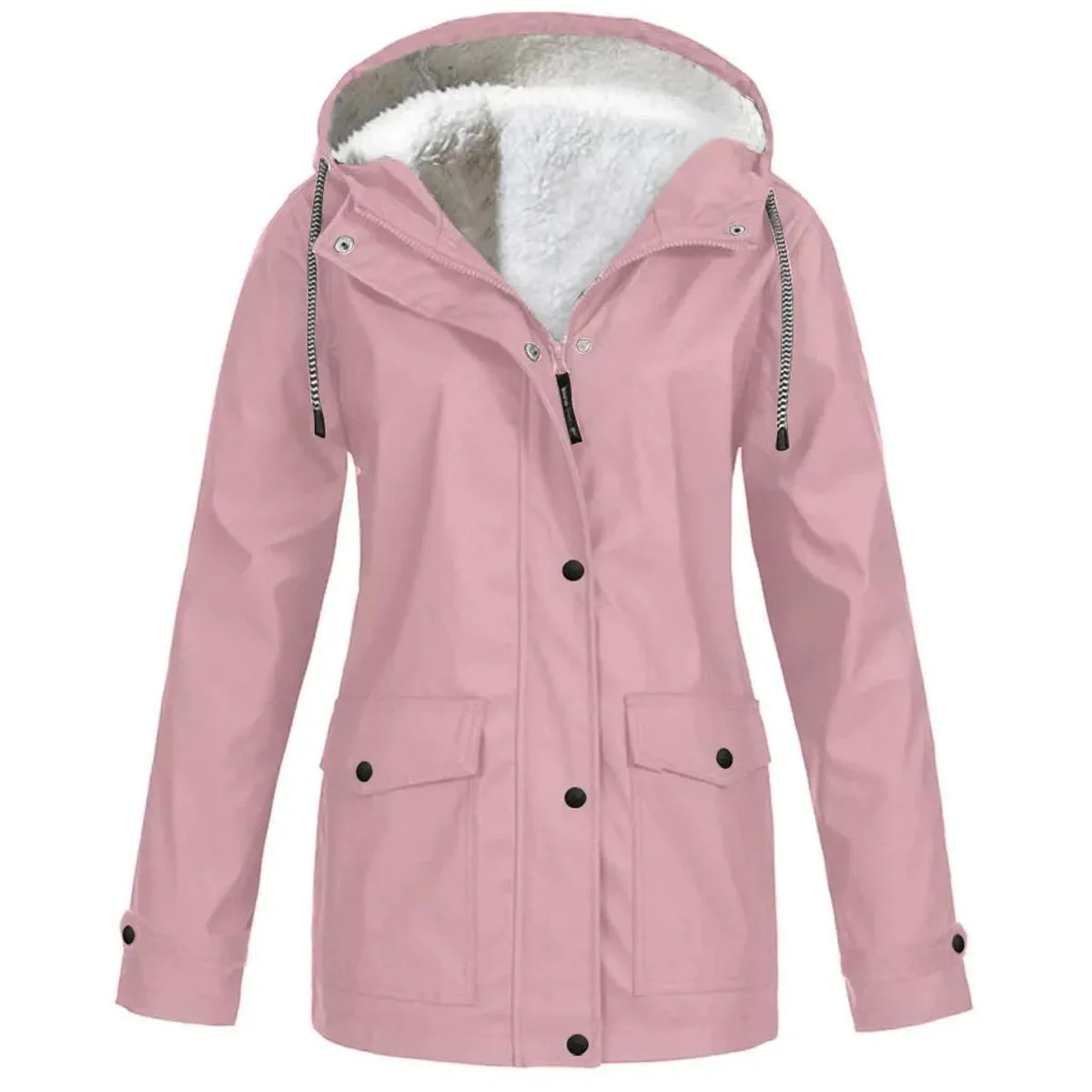 Women's Water and Windproof Fleece-Lined Jacket With Hood - Image 5