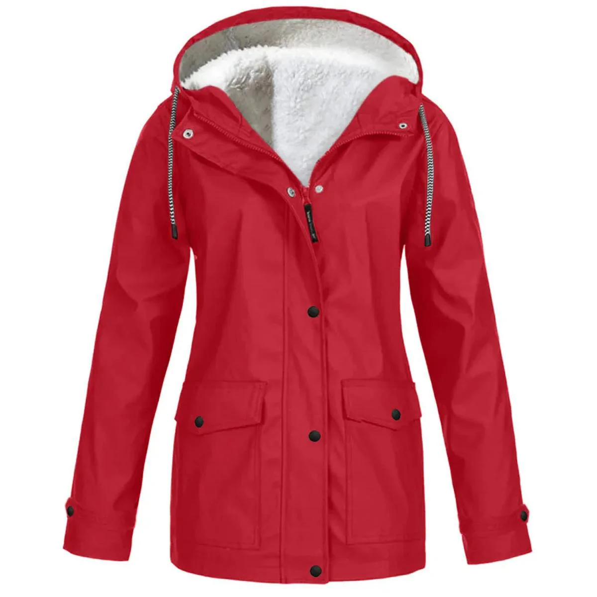 Women's Water and Windproof Fleece-Lined Jacket With Hood - Image 6
