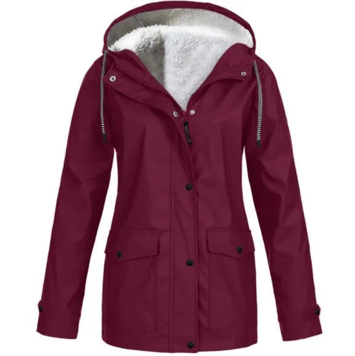 Women's Water and Windproof Fleece-Lined Jacket With Hood - Image 8