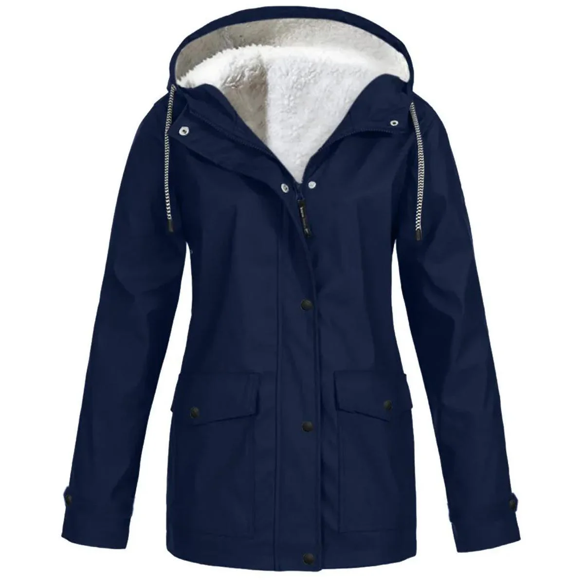 Women's Water and Windproof Fleece-Lined Jacket With Hood - Image 9