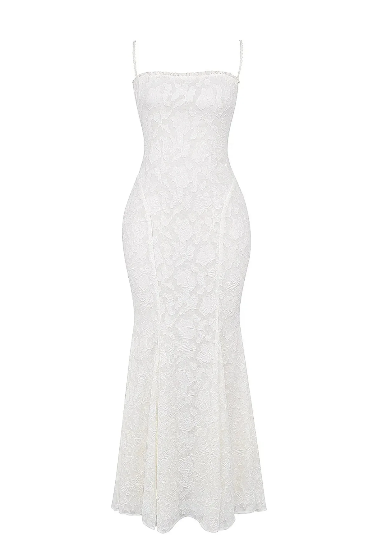 White Wedding Guest Maxi Dress with Spaghetti Straps - Image 3