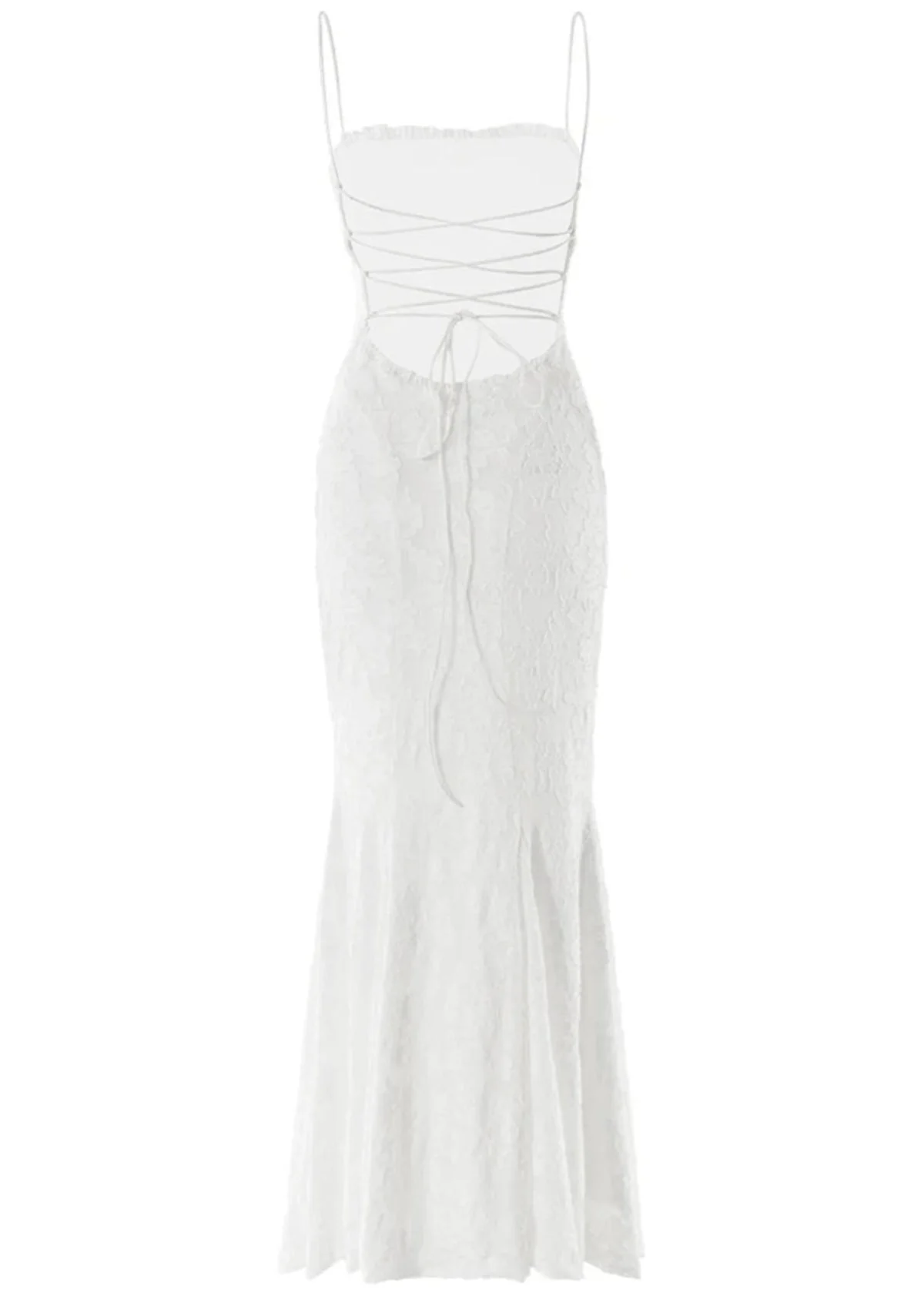 White Wedding Guest Maxi Dress with Spaghetti Straps - Image 4