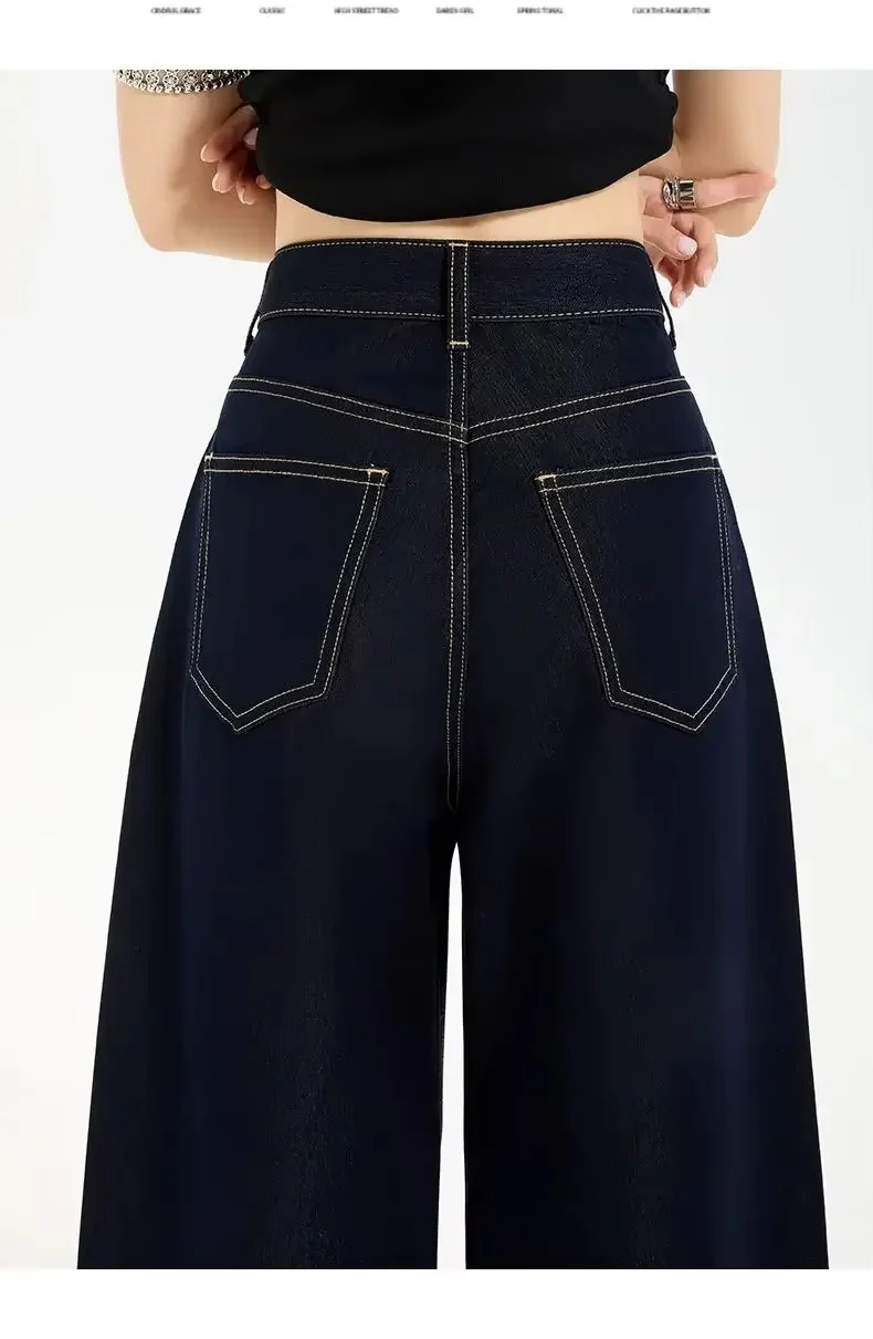 Contrast Stitch Wide Leg Denim Jeans - Image 3