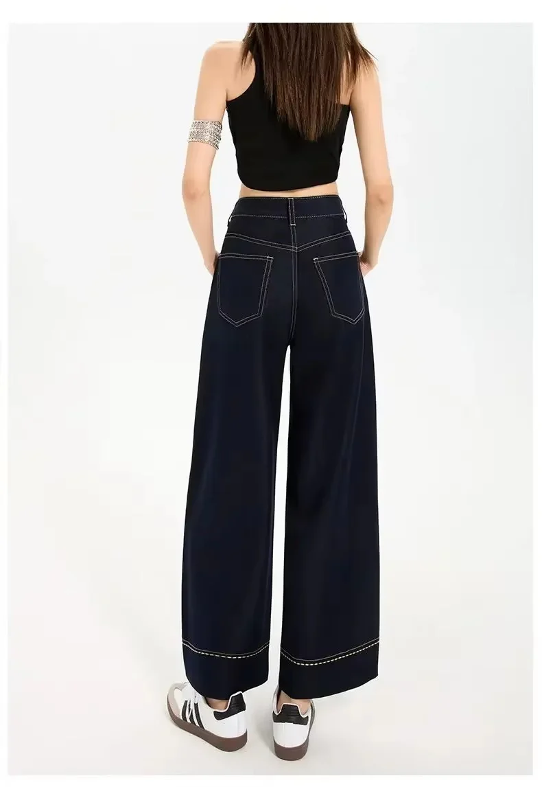Contrast Stitch Wide Leg Denim Jeans - Image 4