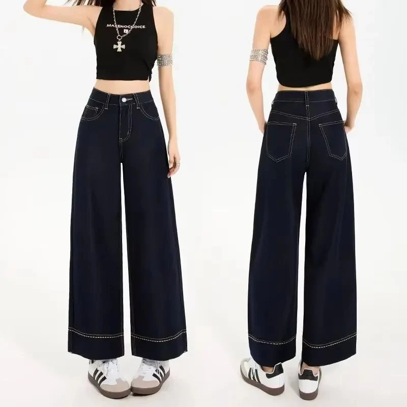 Contrast Stitch Wide Leg Denim Jeans - Image 5