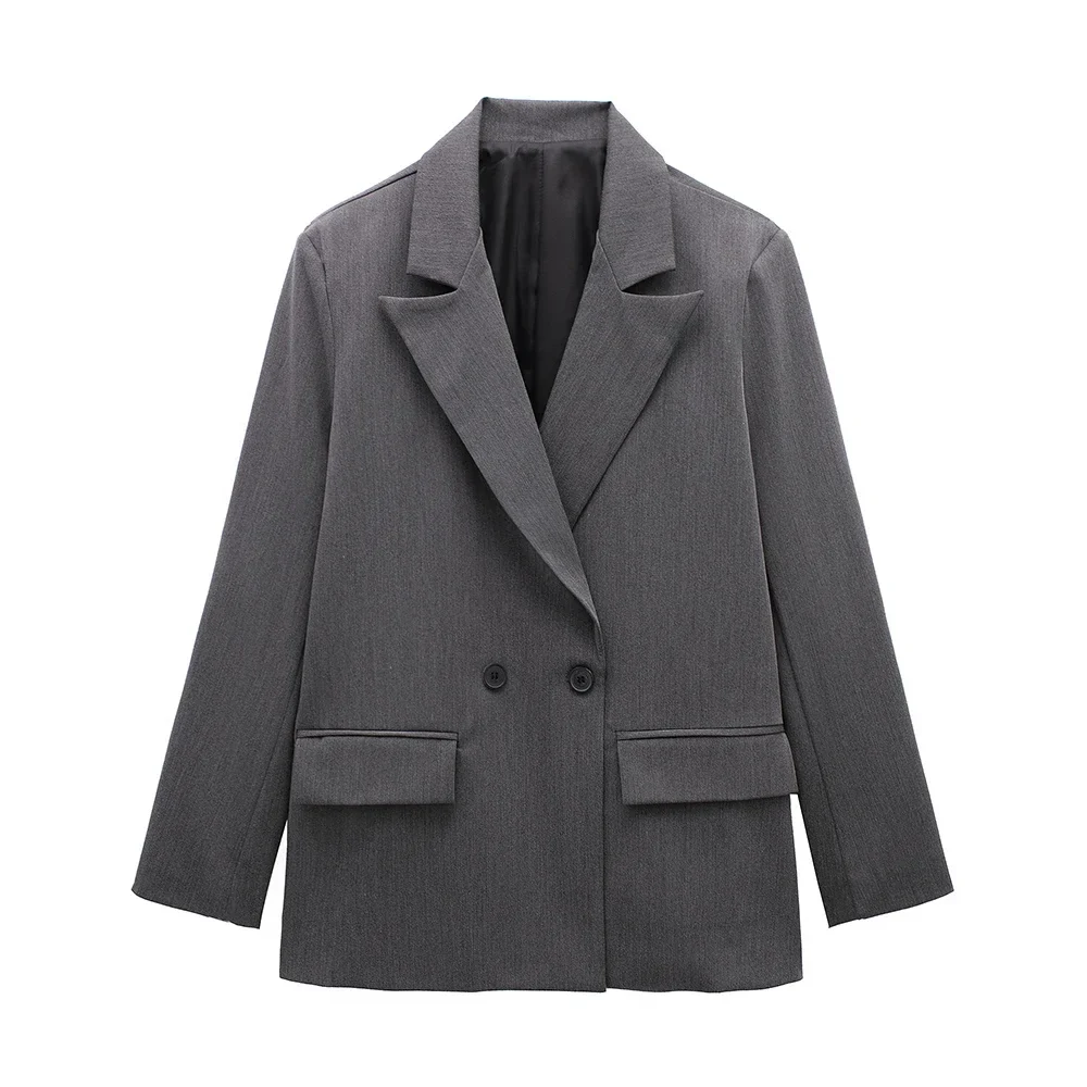 Women’s Classic Tailored Black Blazer – Elegant Double-Breasted Casual Chic Jacket - Image 7