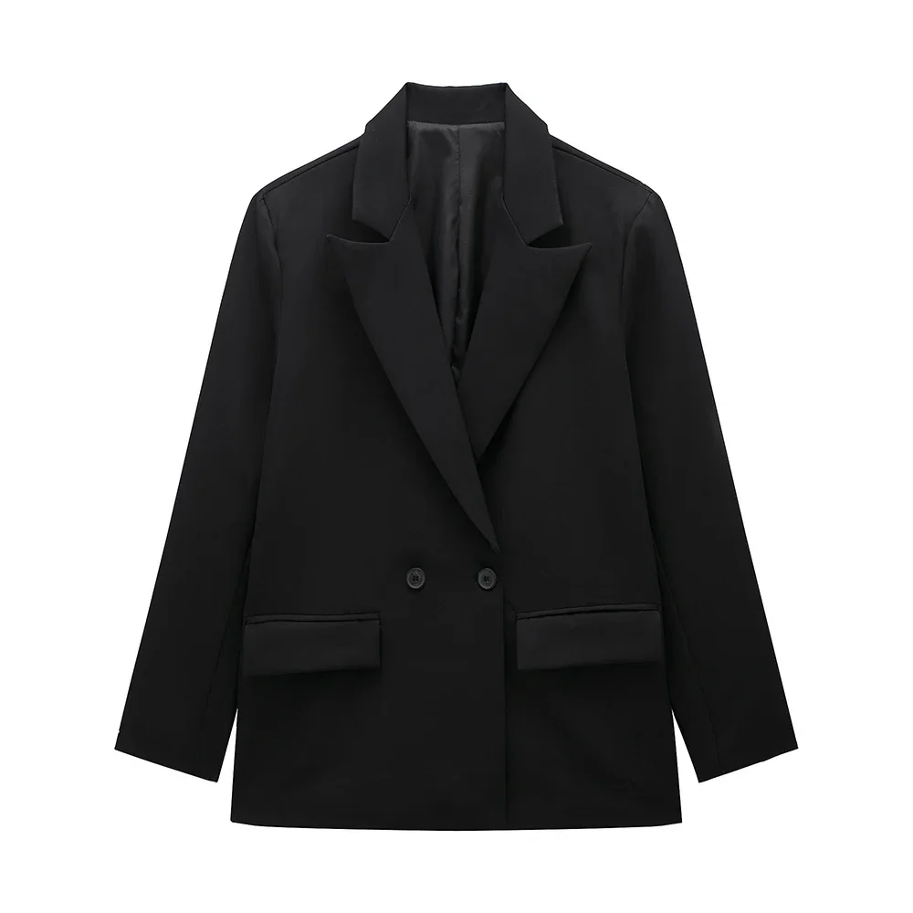 Women’s Classic Tailored Black Blazer – Elegant Double-Breasted Casual Chic Jacket - Image 8