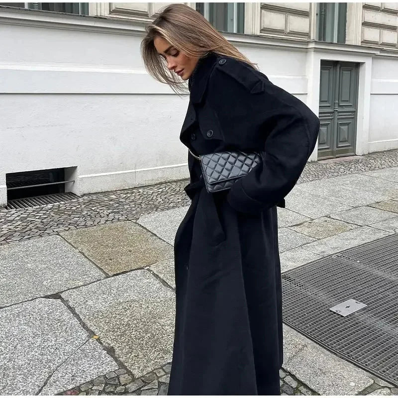 Women’s Double-Breasted Wool Blend Coat - Image 3