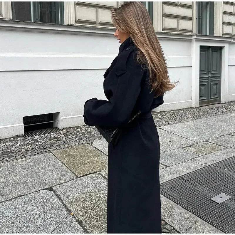 Women’s Double-Breasted Wool Blend Coat - Image 6