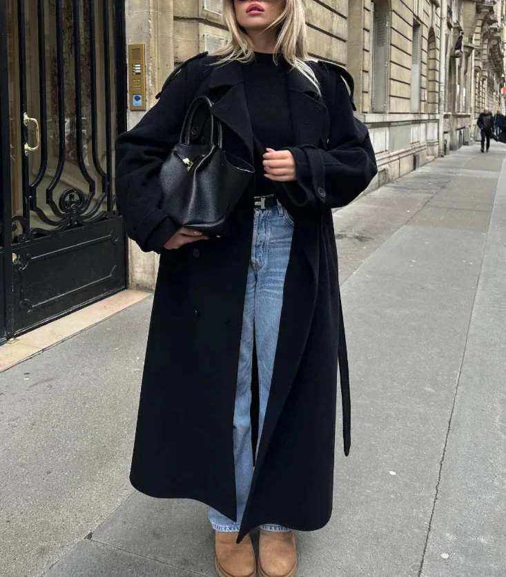 Women’s Double-Breasted Wool Blend Coat - Image 7