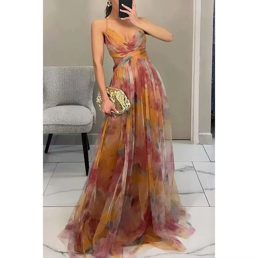 Women’s Floral Evening Maxi Dress - Image 3