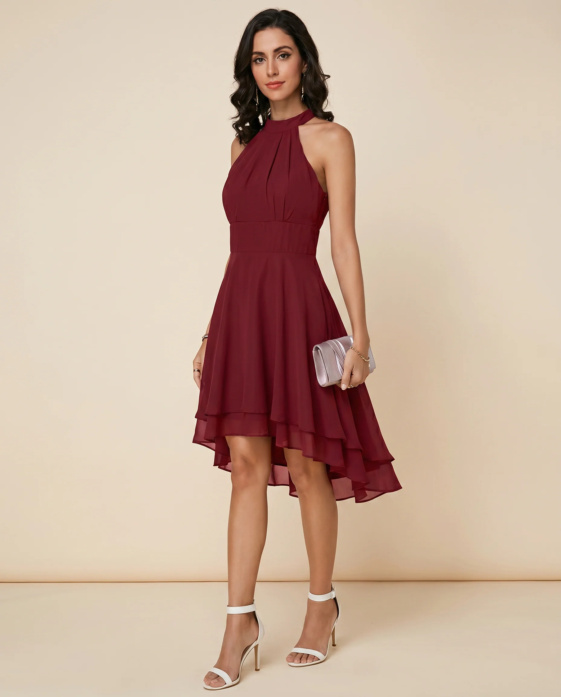 Women’s Halter Cocktail Party Midi Dress - Image 7