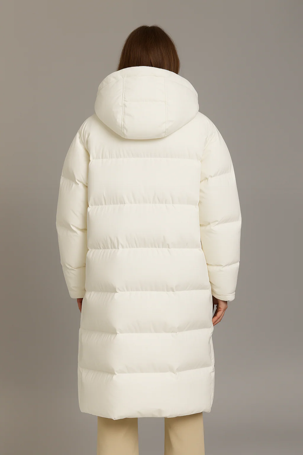 Women’s Longline Hooded Puffer Coat Jacket - Image 4
