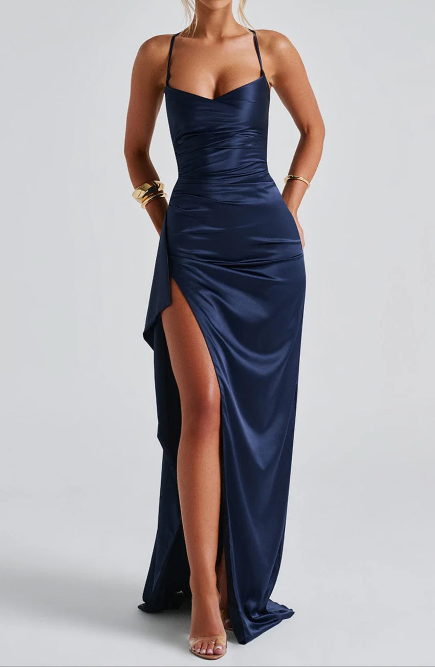 Women’s Navy Blue Formal Evening Maxi Dress - Image 5