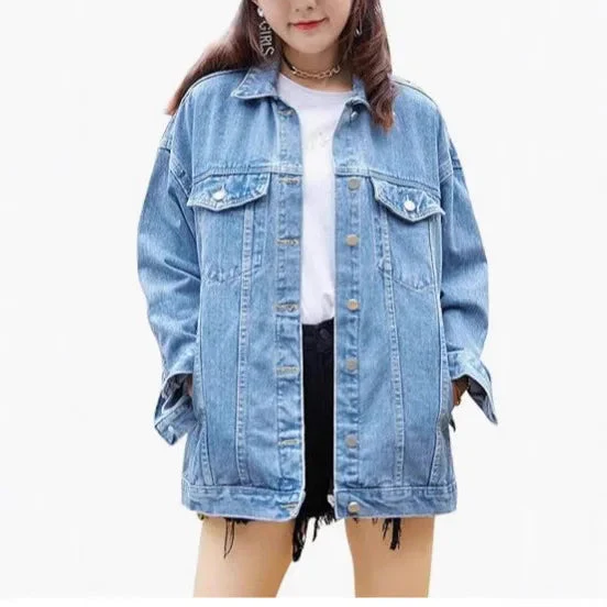 Women’s Oversized Denim Jacket with Classic Button Front and Relaxed Streetwear Fit - Image 5