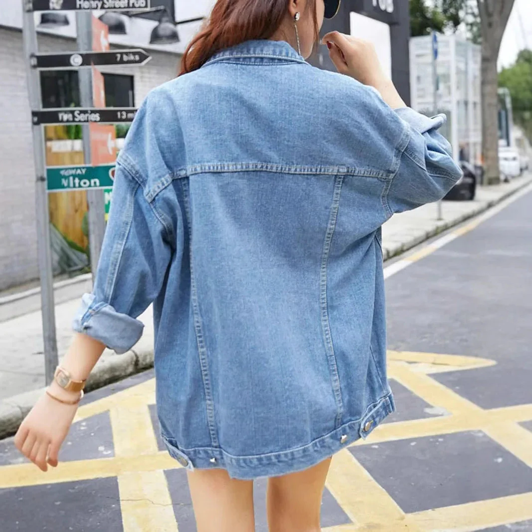 Women’s Oversized Denim Jacket with Classic Button Front and Relaxed Streetwear Fit - Image 6