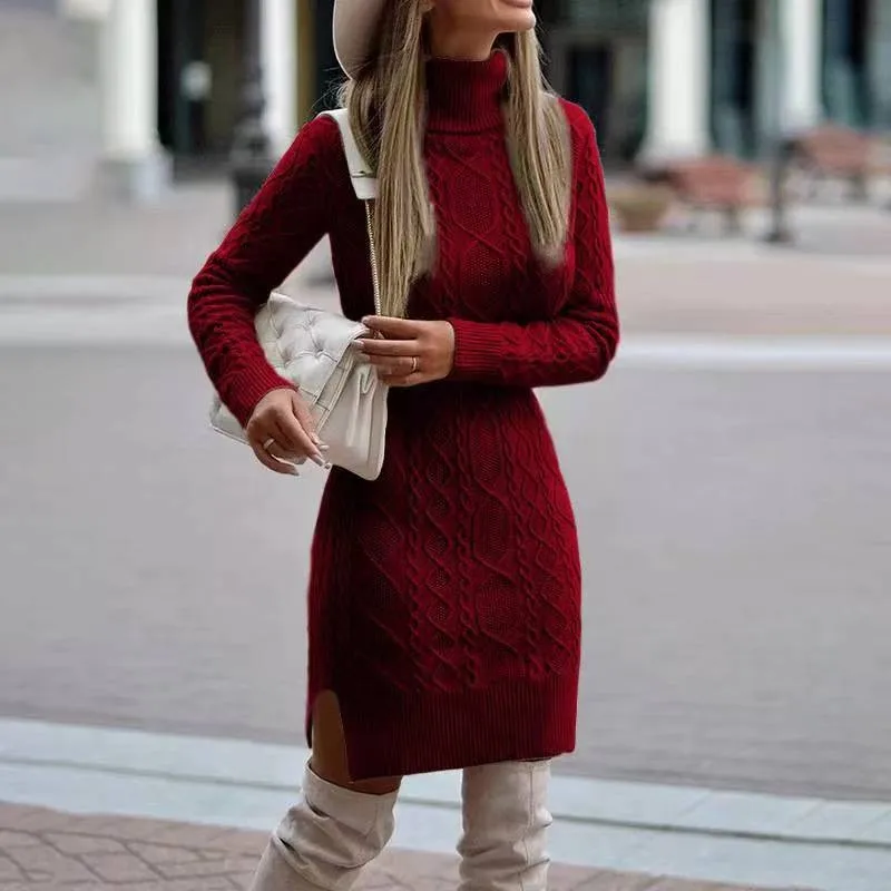 Women's A-Line Holiday Knit Sweater Dress - Image 6