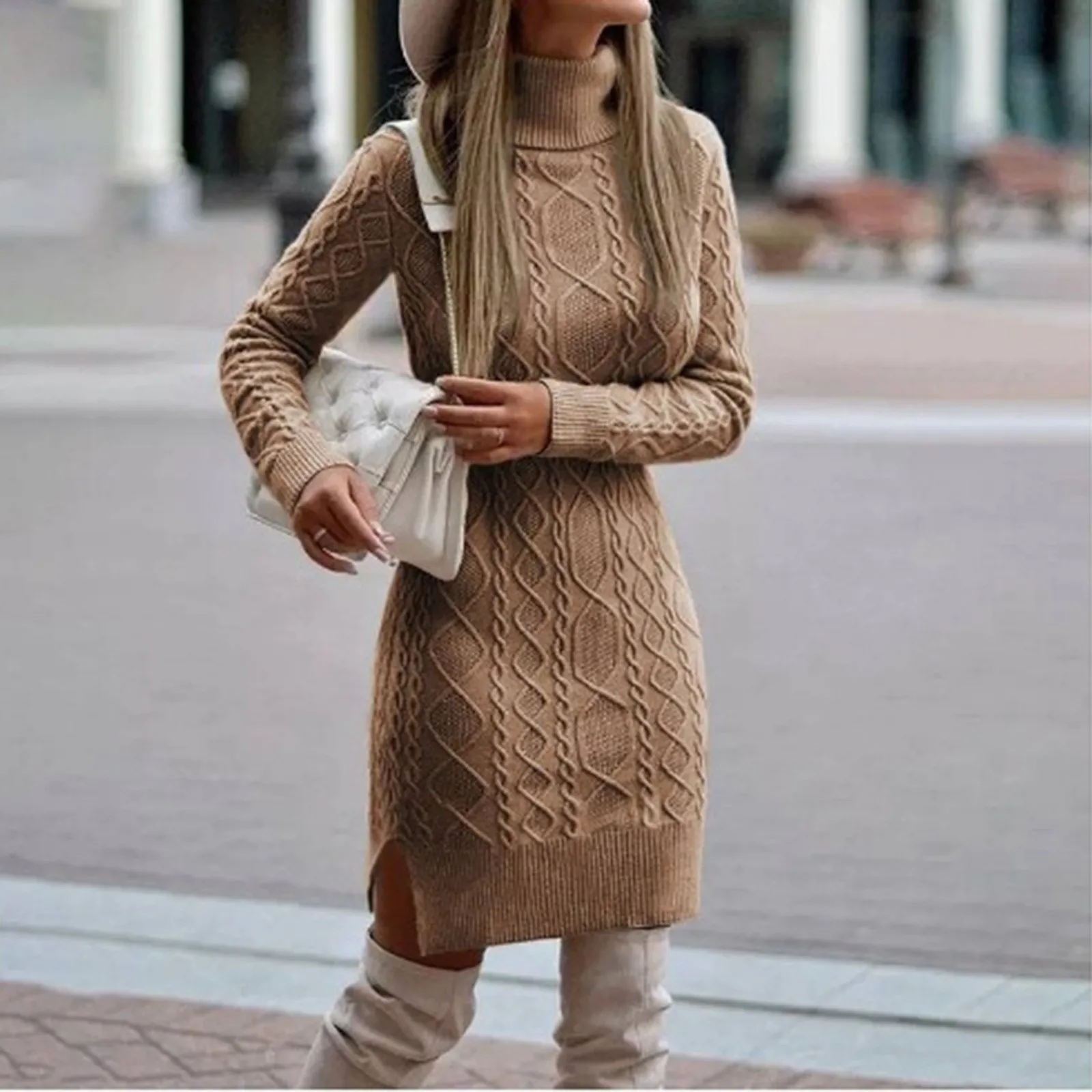 Women's A-Line Holiday Knit Sweater Dress - Image 9