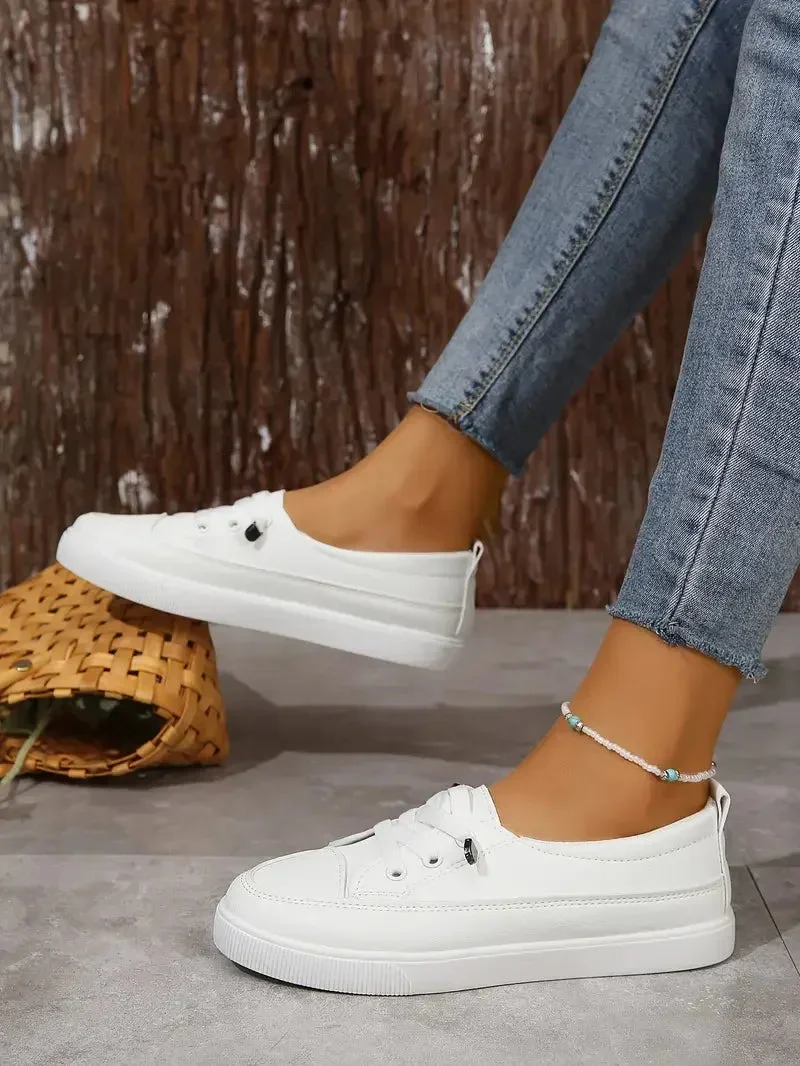 Casual Round Toe Flat Shoes with Lace-Up Design for Women - Image 3