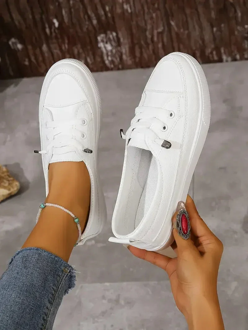 Casual Round Toe Flat Shoes with Lace-Up Design for Women - Image 4