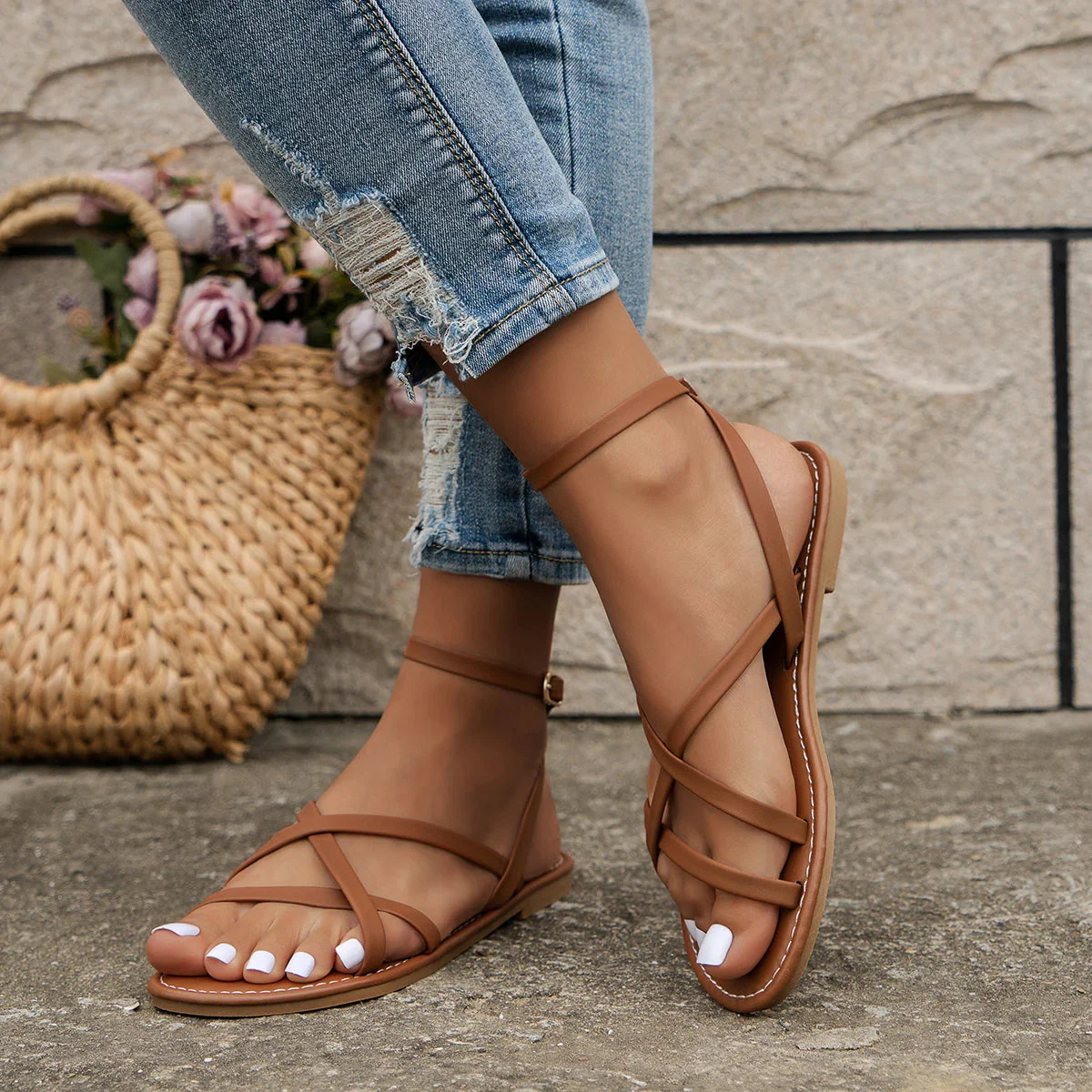 Casual Roman Women's Sandals with Zipper Back - Image 6