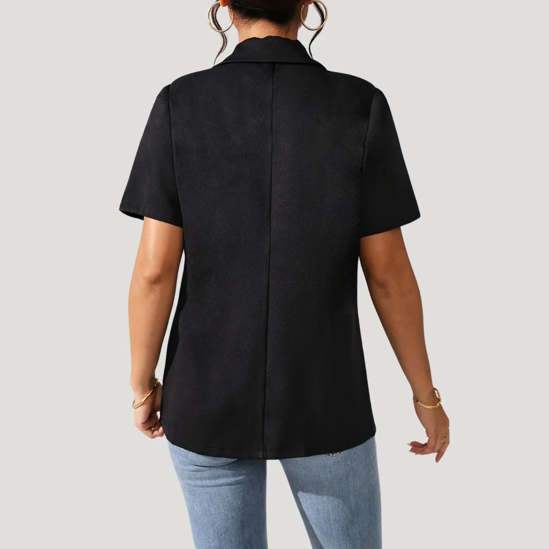 Classic Women's short-sleeve black blazer - Image 4