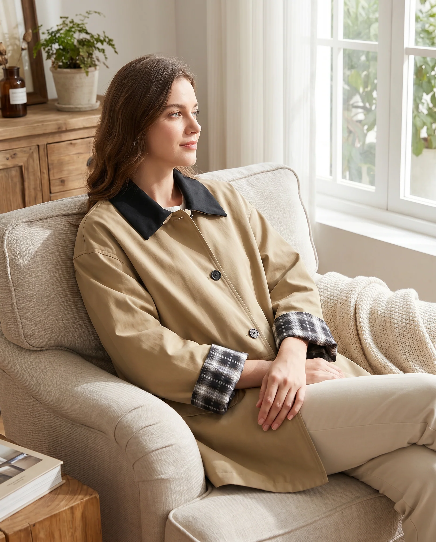 Women's Contrast Trim Button-Up Jacket - Image 3