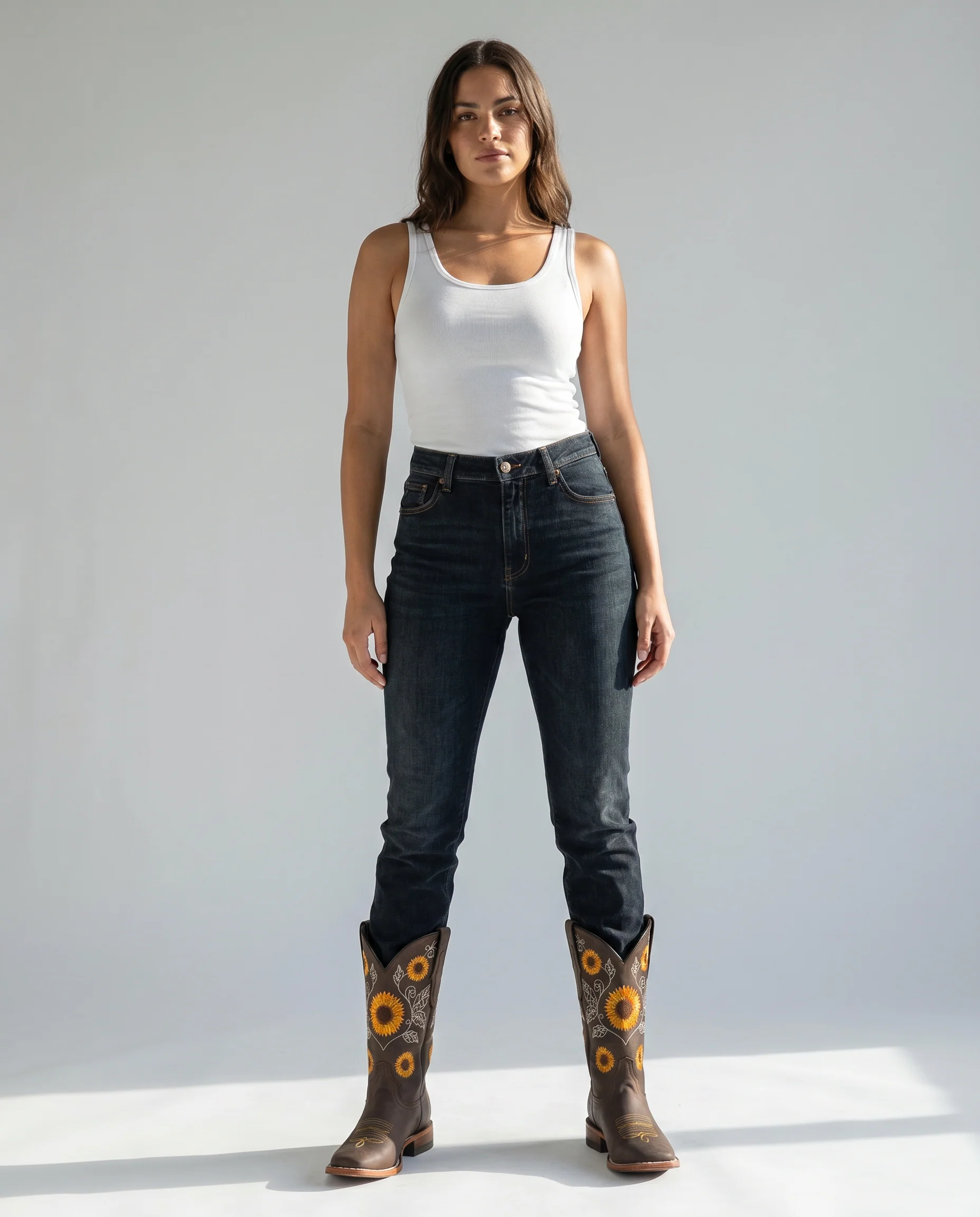 Women's Floral Embroidered Cowgirl Boots with Low Block Heel - Image 3