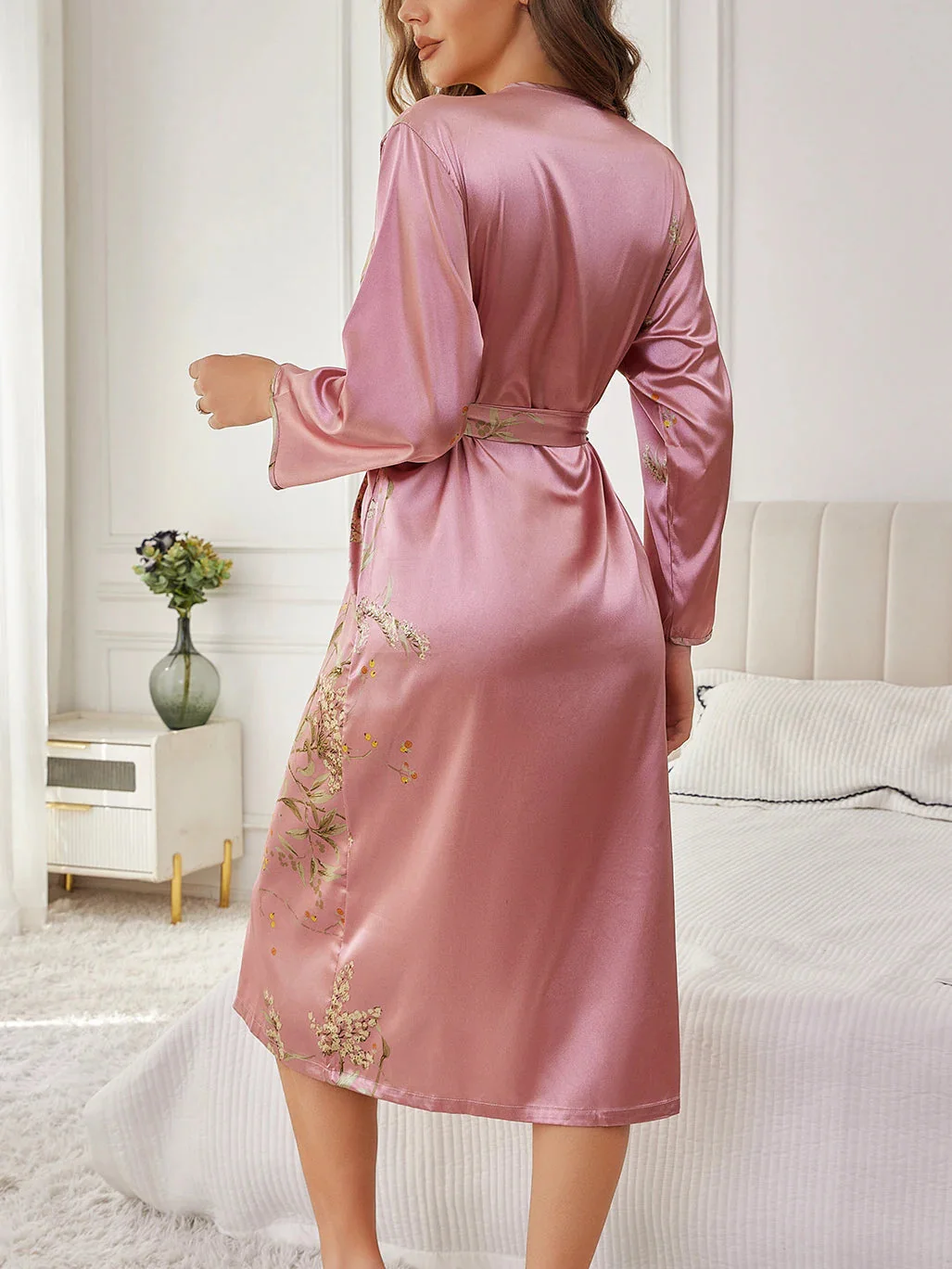 Women's Floral Print Dressing Gown Robe - Image 5